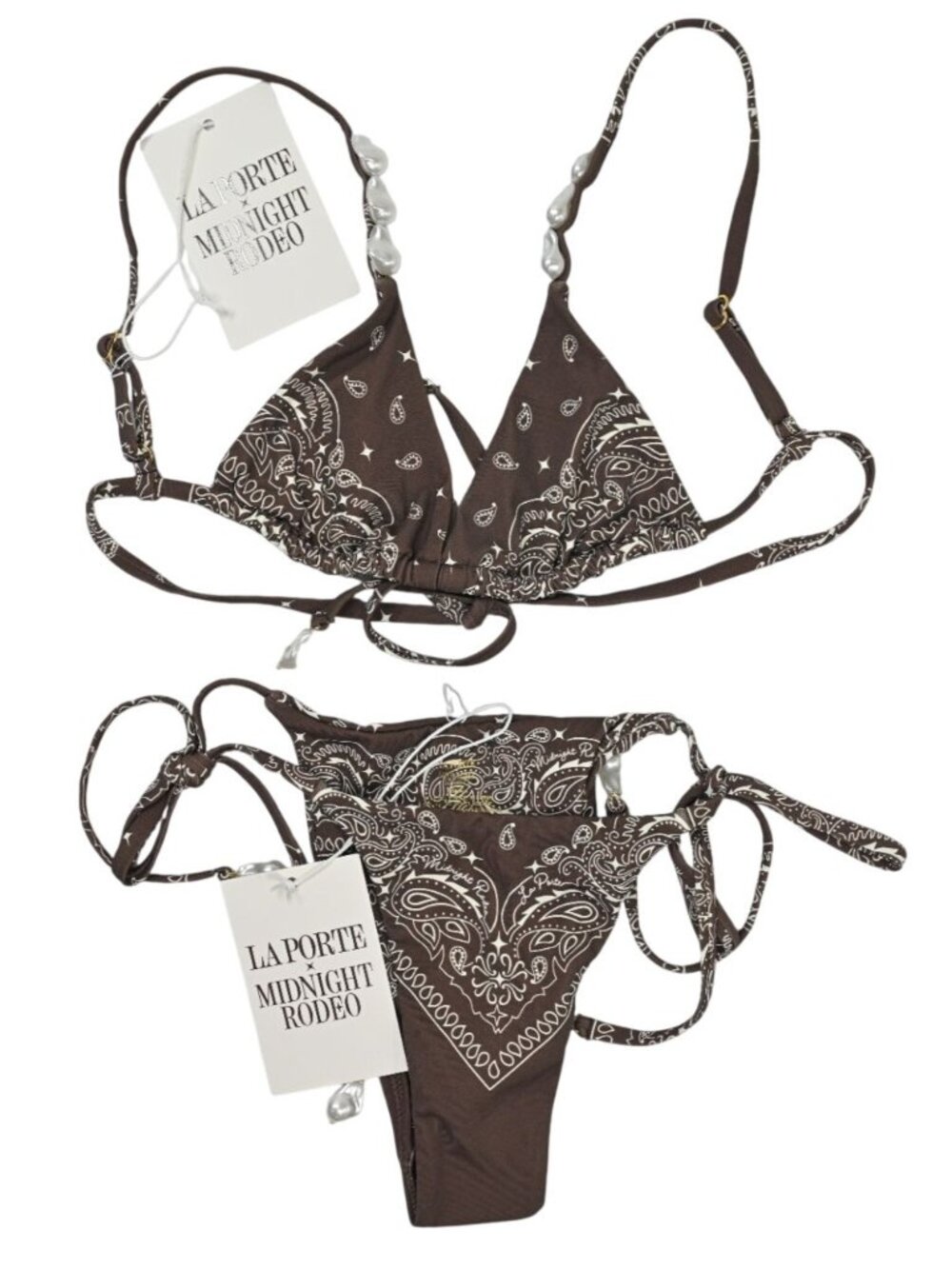 LaPorte Midnight Rodeo Brown Bandana-Print Triangle Bikini